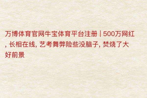 万博体育官网牛宝体育平台注册 | 500万网红, 长相在线, 艺考舞弊险些没脑子, 焚烧了大好前景