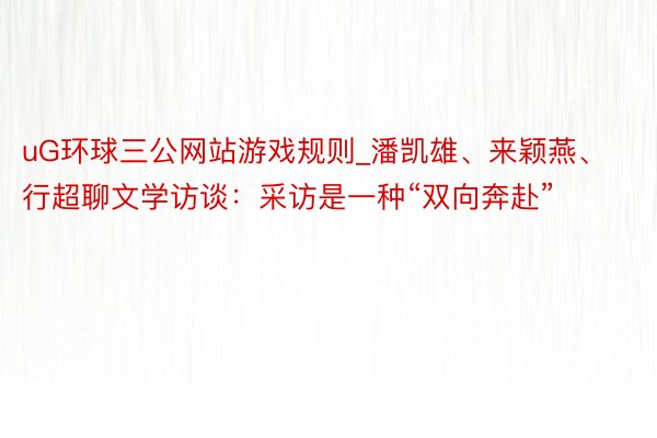 uG环球三公网站游戏规则_潘凯雄、来颖燕、行超聊文学访谈：采访是一种“双向奔赴”